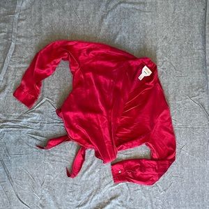 Red Silk Rap-Blouse